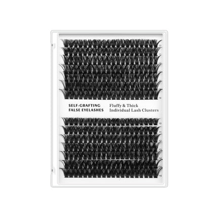 European and American Cross-Border False Eyelashes 60D Hot Melt Hair Large Capacity Dense Curling 14 Rows Segmented Single Cluster Eyelashes