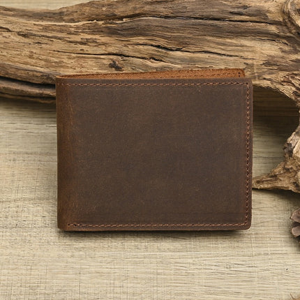 Foreign Trade Cross-Border Men's Wallet Amazon Supply Genuine Leather Small Bag Dollar Clip Crazy Horse First Layer Cowhide Retro Wallet