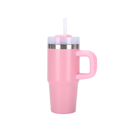 14oz Large-Capacity Handle Car Cup 304 Stainless Steel Thermal Insulation Ice Cup Outdoor High-Looking Straw Cup