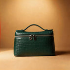 Silver buckle crocodile pattern/green 20cm