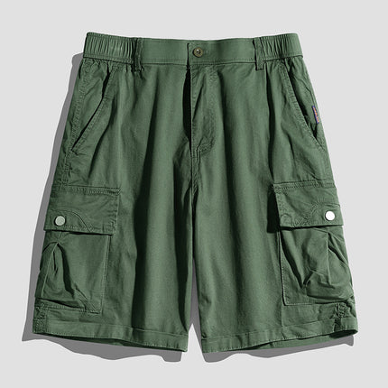 Loose Tooling Pants Men's Summer Japanese Tooling Washed Cotton Casual Shorts Men's Trendy Brand Stretch Pants