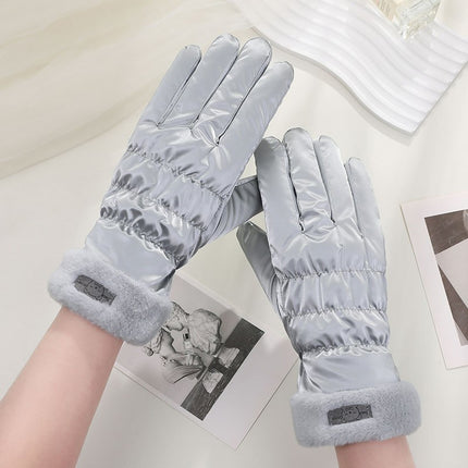 Winter Warm Gloves Female Students Thick Cotton Touch Screen Down Gloves Cycling Cold-proof Windproof fleece-lined Ski Gloves