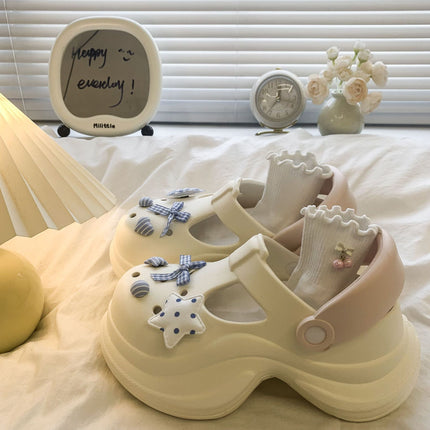Thickened and Comfortable Princess Style High Heel Cave Shoes Explosive Vintage Office Wear-resistant Thickened Cute Slippers for Women