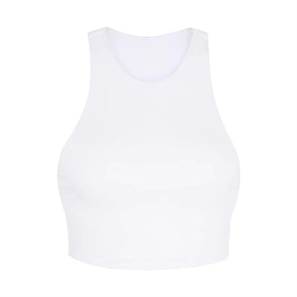 YPFF Fashionable Women's Vest European and American Arc Hem Fitness Sports Sexy Solid Color Short Navel Sleeveless Top