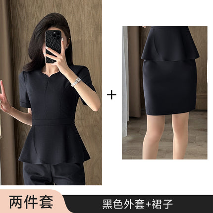 Summer Business Wear Short-sleeved Suit suit Women's Dress Slim-fit Temperament Hotel Front Desk Sales Department Jewelry Store Work Clothes