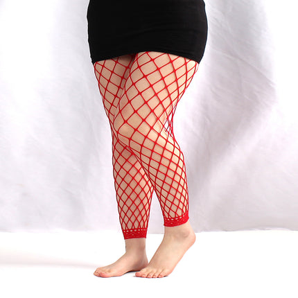 Cross-border plus size nine-point net stockings spring and summer sexy women's hollow fishnet stockings nine-point leggings hollow mesh stockings