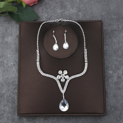 Korean Bride Necklace Earrings Two-piece Decorations Wedding Yarn Wedding Jewelry Wedding Accessories Dance Studio