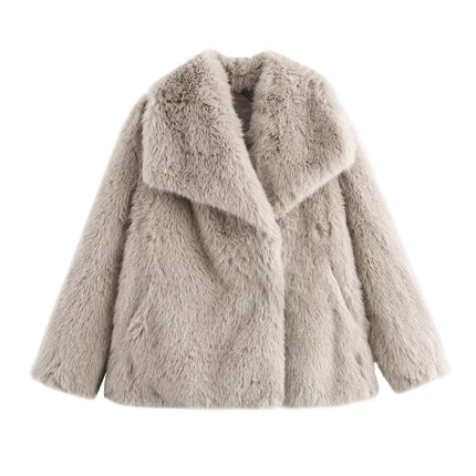 Foreign Trade 2026 Autumn and Winter European and American Fashion Versatile Casual Lapel Faux Fur Coat for Women X410970