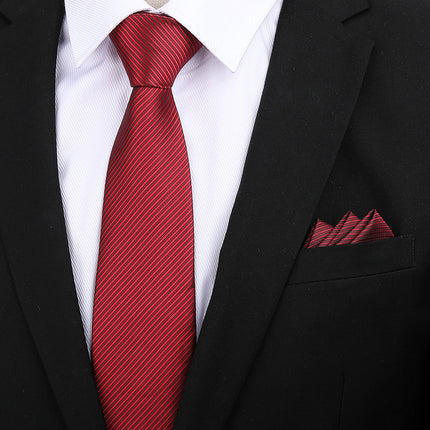 Formal wear wedding tie men's 8CM bridegroom wedding Korean style wine red business tie narrow zipper lazy men and women