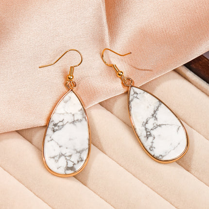 Zhuhang Jewelry Cross-Border New Natural Stone Earrings Light Luxury High-End Earrings Blue Pine Green Eye Stone Earrings Wholesale
