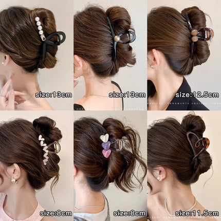2025 New Style Hair Claw Clip for Women, Large Size for Thick Hair, Hairpin for the Back of the Head, Shark Clip, Versatile Heart-Shaped Hair Accessory
