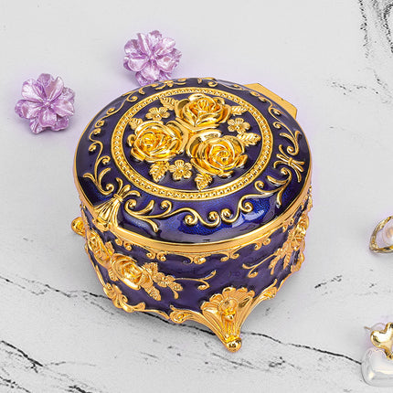 European retro metal jewelry box princess jewelry box exquisite enamel ladies necklace jewelry storage box wholesale