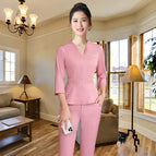 Pink mid-sleeve trousers / S
