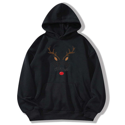 Elk Reindeer Merry Christmas printed hooded sweater European and American women's top coat cross-border