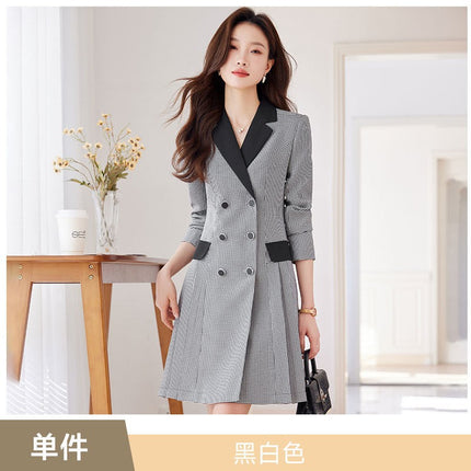 French Hepburn Style Small Black Dress High Sense High Cold Royal Sister Fried Street Small Fragrance Style Pleated Professional Suit dress Summer