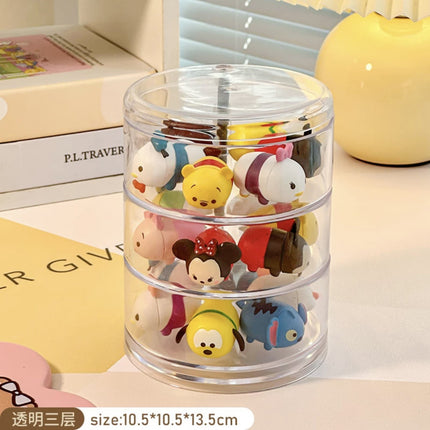 Little Sweet Potato Cute Storage Box with Door Can Be Stacked with Transparent Desktop Mini Doll Ornaments Storage Display Stand