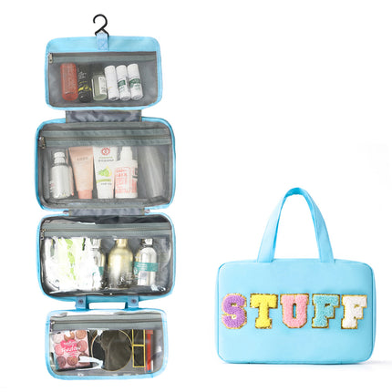 Cross-border Large Capacity Cosmetic Bag 40% Fold Dry and Wet Separable Portable Hanging Toiletries Storage Cosmetic Bag