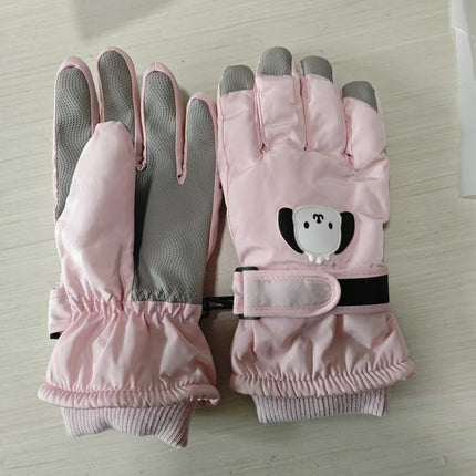 Winter fleece-lined Ski Gloves Cartoon Winter Puppy Thickened Cotton Outdoor Riding Waterproof Wind Warm Cute