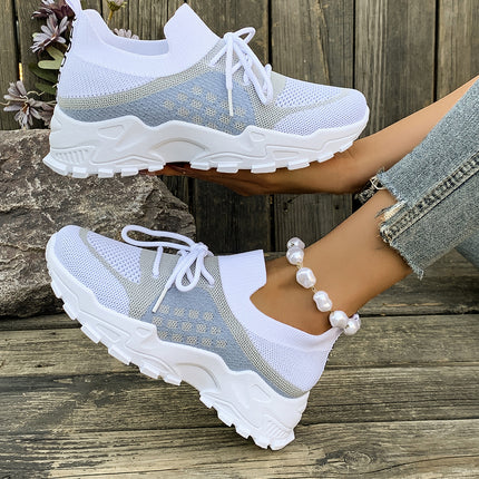 Summer New Women's Sneakers, Casual Versatile Shoes, Cross-Border Dropshipping, Mesh Breathable Running Thick-Soled Dad Shoes