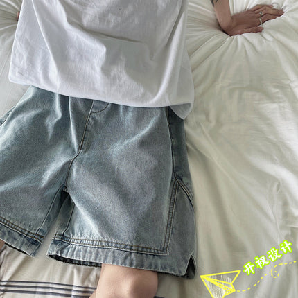 Men's Denim Shorts Trendy Brand Ins Summer Design Niche Five-Point Shorts Trendy Outerwear Loose Large Shorts