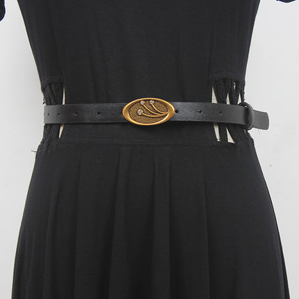2022 summer New Belt Women's decorative all-match PU leather black belt women's leather