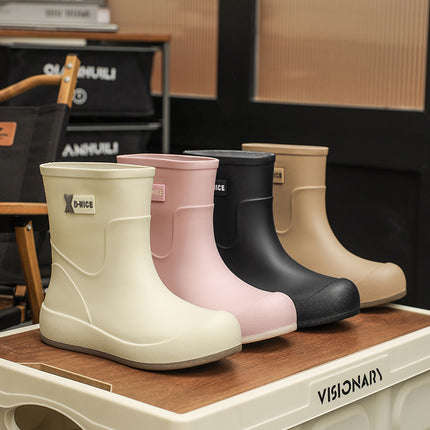 Cross-Border Fashion Rain Boots for Women, Short-Tube Soft-Soled Comfortable Korean-Style Versatile Water Shoes, Outdoor Camping Shoes, Waterproof Car Wash Shoes