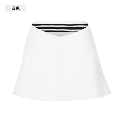Fashion Contrast Color Yoga Clothing suit Shock-proof Push-up Sports Underwear Naked-feeling Band Lined Sports Skirt suit Women