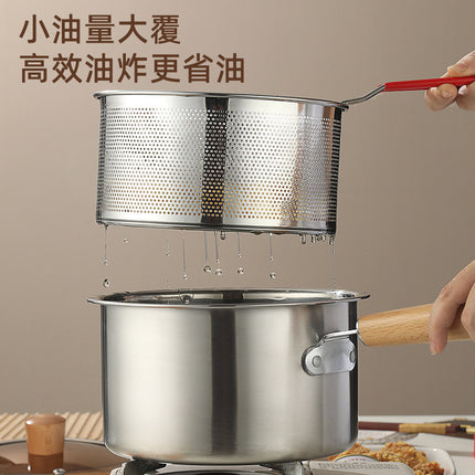 Stainless Steel Frying Pan Without Coating, Household Kitchen Frying Basket, Small Frying Pan, Baby Food Supplement Pot, Small Milk Pot, Frying Oil Pan