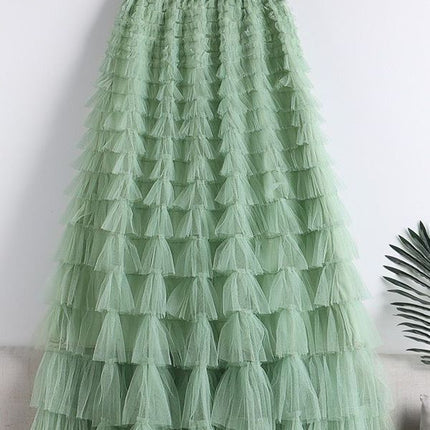 Cross-Border Mesh Patchwork Cake Skirt 2026 Summer New Style Mid-Length Skirt A-Line Long Skirt Puffy Tulle Skirt