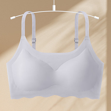 Traceless Ice Silk Beautiful Back Underwear Women's Gather-up Thin Rimless One-piece Sleeping Bra Sports Camisole