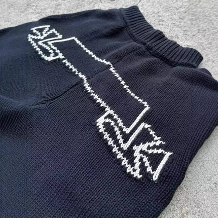 ASKYURSELF Three-Dimensional Cutting Reel LOGO Loose Profile High Street Drawstring Sports Wool Knitted Shorts Trendy