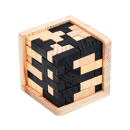 54T or magic bucket L wooden Tetris puzzle building blocks toys science and education cube children's development intelligence toys