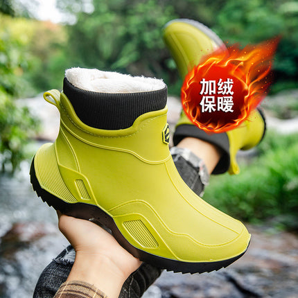 Cross-Border Rain Boots for Men, Kitchen Chef Work Safety Shoes, Rider Rain Boots, Fishing Non-Slip Waterproof Black Rubber Shoes, Water Shoes