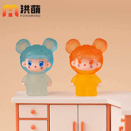 Luminous Cheese Mouse DIY Refrigerator Magnet Accessories Desktop Resin Ornaments Blind Box Blind Bag Keychain Pendant