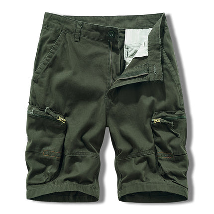 Multi-pocket Tooling Shorts Men's Summer Japanese Tooling Solid Color Five-point Pants Zipper Pocket Casual Shorts Men's Wear