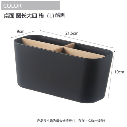 Creative pen holder bamboo and wood compartment storage box large capacity stationery pencil watercolor pen finishing box cosmetic brush storage bucket