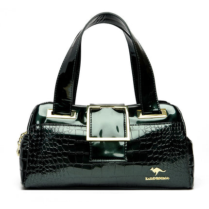 Cross-border Women's Bag 2024 New Multi-layer Shoulder Bag Soft Leather Middle-aged Mother Patent Leather Handbag Boston Pillow Bag