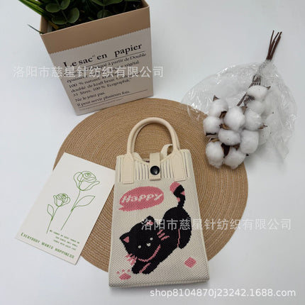 Girl's Heart-Shaped Knitted Crossbody Bag
