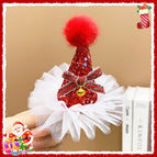 Gauze skirt sequined hat clip-red