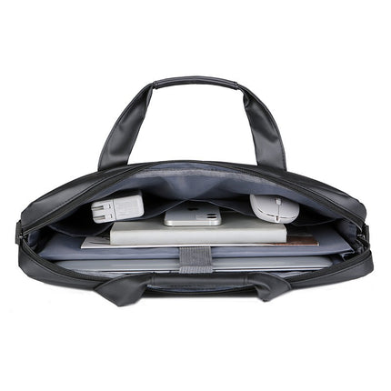 Men's Computer Bag Business Handbag Travel Office Simple Shoulder Bag Leather Film Fabric Fashion Waterproof Briefcase