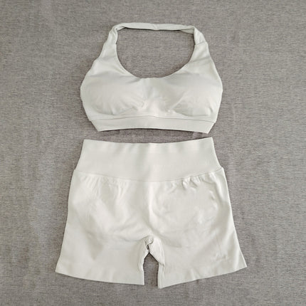 suit Sports Underwear Women's Xia Mei Back Mid-strength Shock-proof Anti-expansion Ultra-fine Matting Nylon Hanging Neck Large Backless