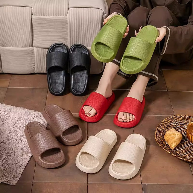 Thick-Soled Sandals for Women 2025 New Summer Home Indoor Bathing Non-Slip Simple Shit-Stepping Couple Slippers for Men