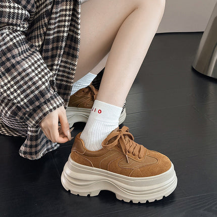 Genuine Leather German Training Shoes for Women, Thick-Soled, 2026 Spring New Model, Lightweight Soft-Soled Casual Shoes for Petite Individuals, Versatile Forrest Gump Shoes