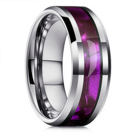 European and American Fashion New Ring Black Elegant Colorful Purple Colorful Stainless Steel Imitation Shell Ring Source Manufacturer