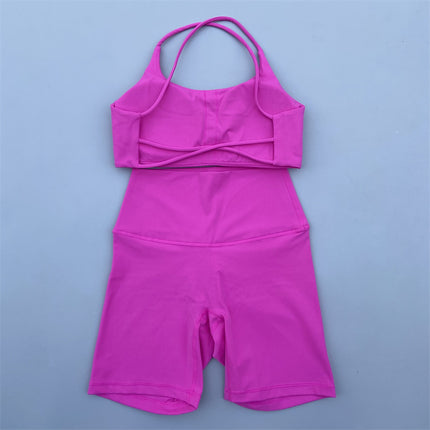 Summer Sports Shorts Set Soft Naked Tight Yoga Shorts Back Hollow Cross Underwear Yoga Set