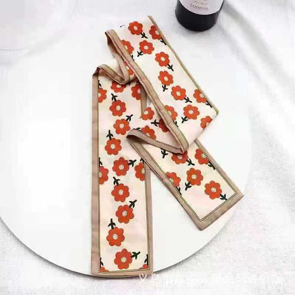 Internet Celebrity Silk Scarf Hair Band Retro French Style Women's Tie Hair Silk Printing Polka Dot Ethnic Style Korean ins Girls' Hair Ring