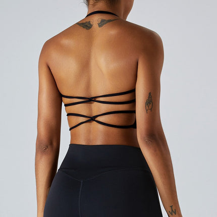 European and American Fashion Sexy Hanging Neck Sports Vest Women's Quick-Dry Cross Beautiful Back Running Fitness Underwear Yoga Bra