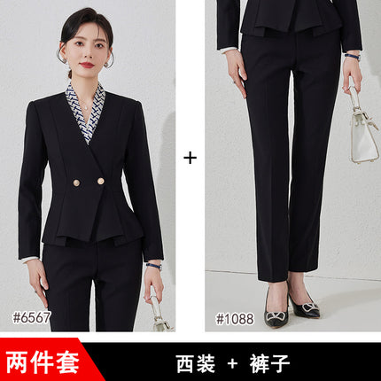 High-end Suit suit Female Spring and Autumn Professional Temperament Goddess Fan Hotel Manager Front Desk Reception Beauty Salon Overalls