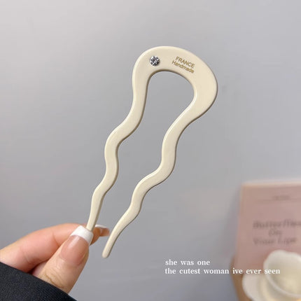 Cross-border Explosions 12.5cm High-grade Acetic Acid U-shaped Hairpin Female Hair Hairpin Back Head Ball Head Disc Hair Headwear Hairpin