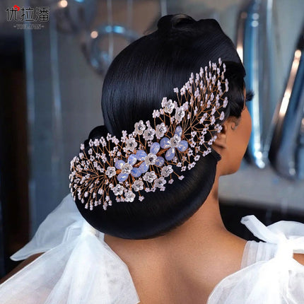 Youlapan Bridal Jewelry European and American Style Headpiece, Purely Handmade Rhinestone Hair Comb, Wedding Hair Accessory Hp279
